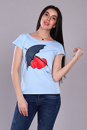 Женская футболка 24854 Голубая