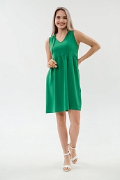 Платье с капюшоном из жатки Хлоя зеленый