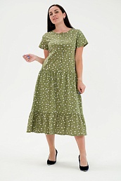 Платье женское из кулирки Кармелита / Горох зеленый